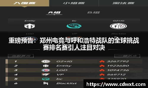重磅预告：郑州电竞与呼和浩特战队的全球挑战赛排名赛引人注目对决